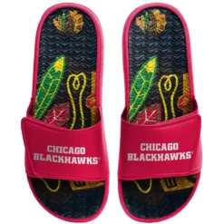 Men's FOCO Chicago Blackhawks Wordmark Gel Slide Sandals