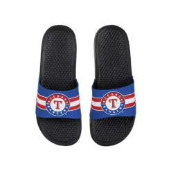 FOCO Texas Rangers Stripe Raised Slide Sandals