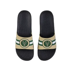 FOCO Milwaukee Bucks Stripe Raised Slide Sandals
