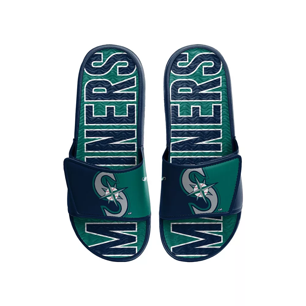 Men's FOCO Seattle Mariners Logo Gel Slide Sandals 1 Men's FOCO Seattle Mariners Logo Gel Slide Sandals