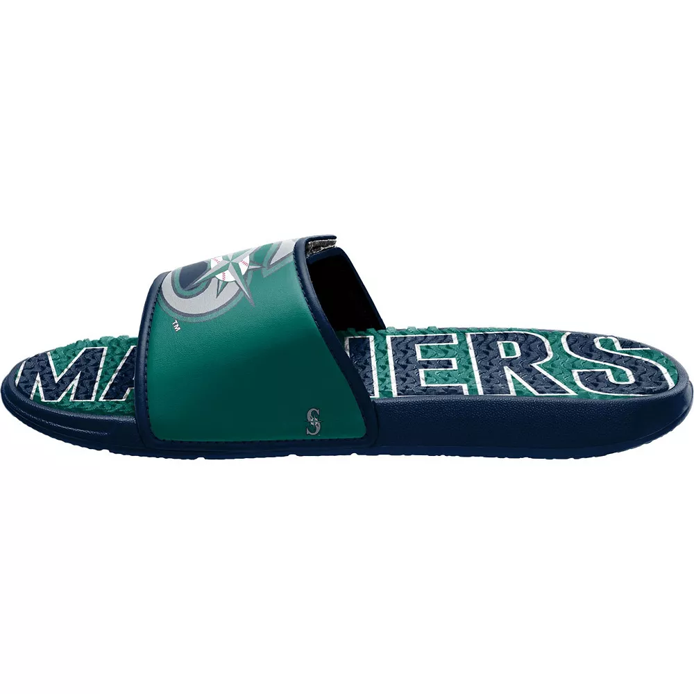 Men's FOCO Seattle Mariners Logo Gel Slide Sandals 2 Men's FOCO Seattle Mariners Logo Gel Slide Sandals - Image 2