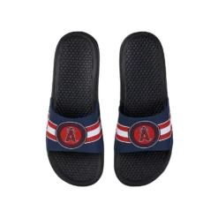 FOCO Los Angeles Angels Stripe Raised Slide Sandals