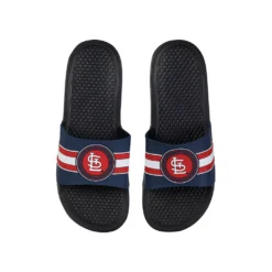 FOCO St. Louis Cardinals Stripe Raised Slide Sandals